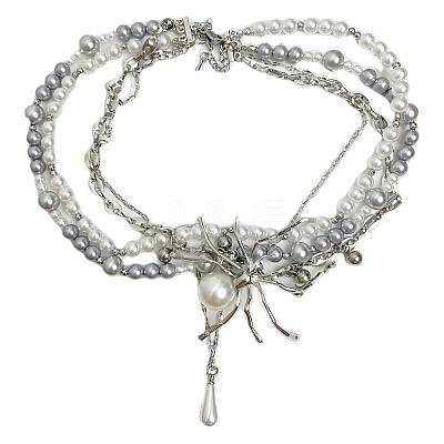 Spider Alloy & Plastic Imitation Pearl Pendant Multi Layered Necklaces for Women FS-WG1DFD4-01-1