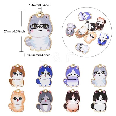 30Pcs Cat Printed Alloy Pendants ENAM-CJ0005-57-1