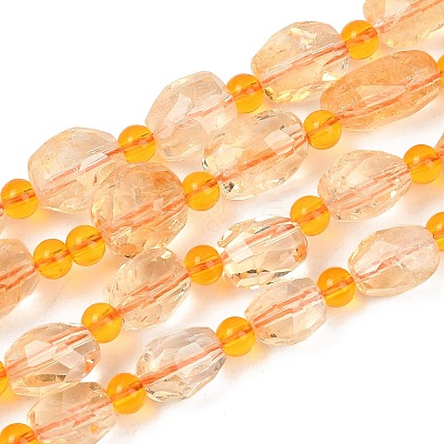 Heated Natural Citrine Beads Strands G-Z147-B01-01-1