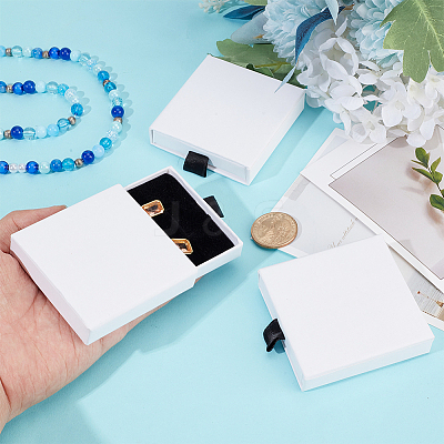 Cardboard Paper Jewelry Set Drawer Boxes with Sponge Inside FIND-WH0199-43C-1