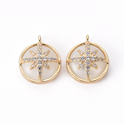 Brass Micro Pave Clear Cubic Zirconia Charms KK-Q765-017-NF-1
