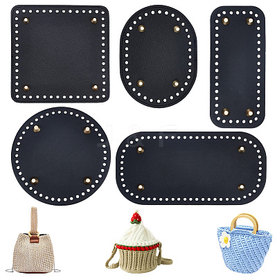5Pcs 5 Style PU Leather Knitting Crochet Bags Nail Bottom Shaper Pad DIY-PH0009-83-1