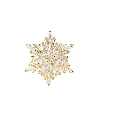 Clear Cubic Zirconia Snowflake Brooch Pins PW-WG917F8-01-1
