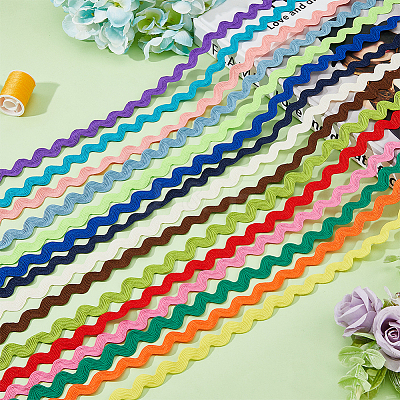 30 Yards 15 Colors Polyester Wavy Fringe Trim Ribbon OCOR-DC0001-08-1