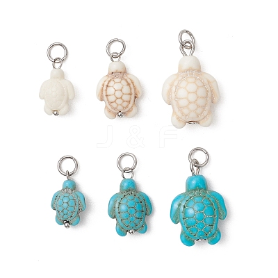 6Pcs 2 Colors Dyed Synthetic Turquoise Pendants PALLOY-JF05173-02-1