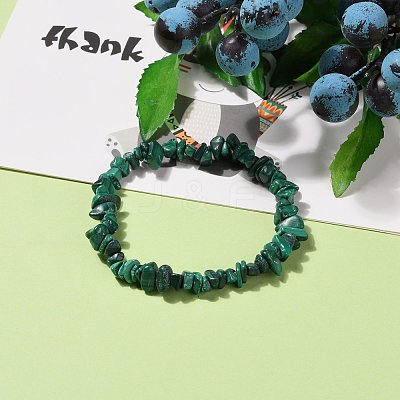 Natural Malachite Chip Beads Stretch Bracelets BJEW-JB05765-04-1