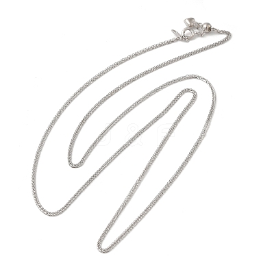 Anti-Tarnish Rhodium Plated 925 Sterling Silver Wheat Chains Necklace for Women STER-I021-02B-P-1