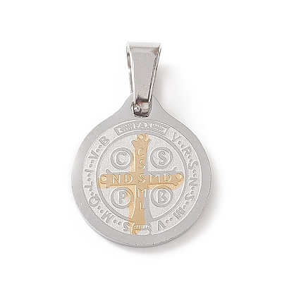 304 Stainless Steel Flat Round Pendants STAS-D034-01-1