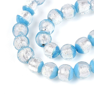 Luminous Handmade Lampwork Silver Foil Beads Strand FOIL-N029-03C-1