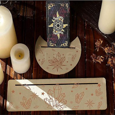 2Pcs 2 Style Natural Wood Card Stand for Tarot DJEW-GF0001-23-1
