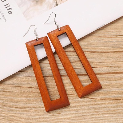 Alloy Wood Dangle Earrings FS-WG9E4F8-20-1