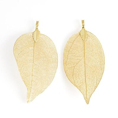 Electroplated Natural Leaf Big Pendants IFIN-Q119-03E-1