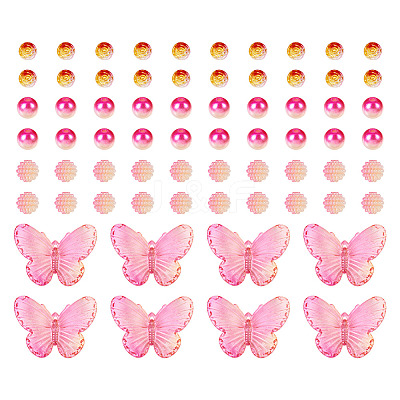 100Pcs 4 Styles Gradient ABS Plastic Imitation Pearl Beads & Transparent Acrylic Beads Sets KY-TA0001-31-1