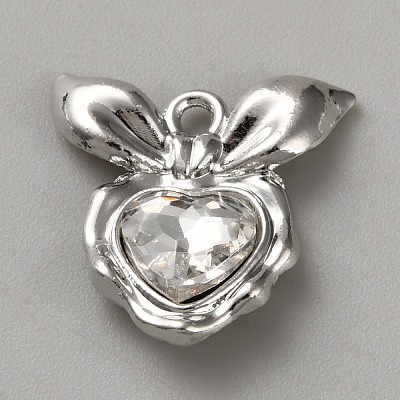 White Series Love Bow Alloy Acrylic Pendant PALLOY-WH0115-01P-12-1
