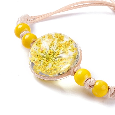 Handmade Dry Pressed Flower Link Bracelet for Girl Women BJEW-C004-01D-1