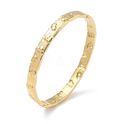 Textured 304 Stainless Steel Hinged Bangles for Women BJEW-Z178-04G-1