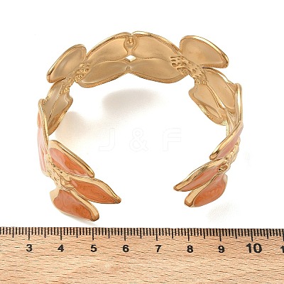 304 Stainless Steel Enamel Cuff Open Bangles for Women BJEW-F542-01G-03-1