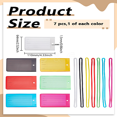 7Pcs 7 Colors Rectangle PVC Luggage Tag AJEW-LP0010-89-1
