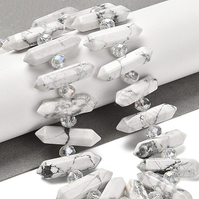 Natural Howlite Double Terminated Point Beads Strands G-H069-B12-01-1