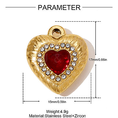 304 Stainless Steel Pave Cubic Zirconia Pendants STAS-OY009-78G-1