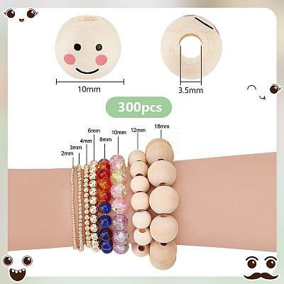 Printed Natural Wood European Beads WOOD-PH0002-79A-1