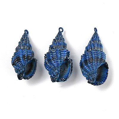 Spray Painted Natural Spiral Shell Pendants SHEL-K006-50A-1