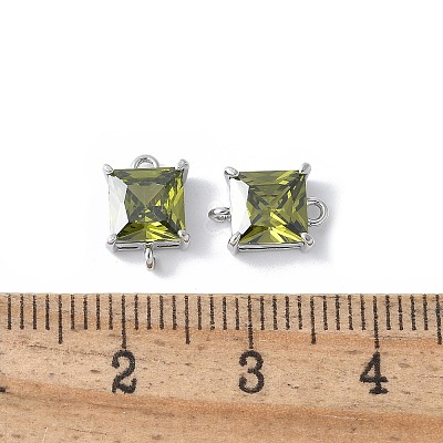 Brass Pave Cubic Zirconia Connector Charms KK-F892-53P-06-1