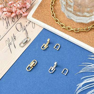 4Pcs 2 Colors Brass Micro Pave Clear Cubic Zirconia Fold Over Clasps ZIRC-CJ0003-38-1