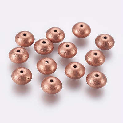 Tibetan Style Alloy Flat Round Beads TIBEB-5549-R-FF-1