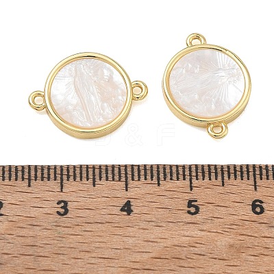 Rack Plating Brass & Natural White Shell Connector Charms SH-CBA6629-33G-1