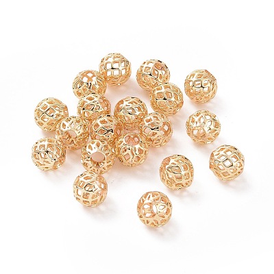Brass Hollow Beads KK-E046-04D-G-1