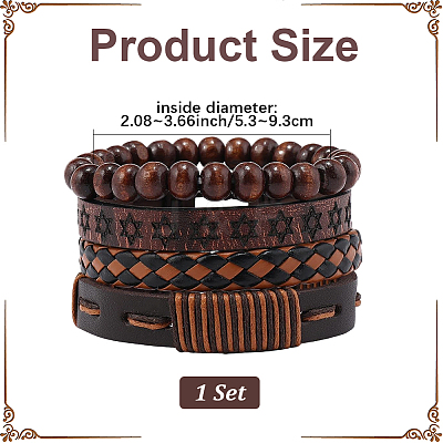 4Pcs 4 Styles PU Imitation Leather Braided Bracelets Sets BJEW-CL0001-13A-1