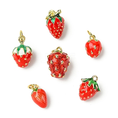 6Pcs 6 Styles Brass Enamel Pendants KK-CJ0003-69-1