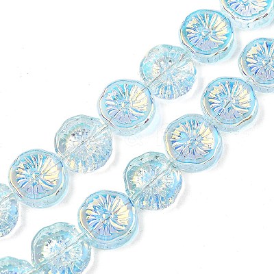 Half Electroplate Baking Paint Glass Beads Strands EGLA-K061-11A-AB06-1