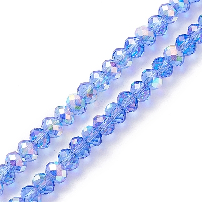 Electroplate Transparent Glass Beads Strands EGLA-K015-07B-1
