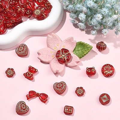 120Pcs 12 Styles Plating Acrylic Beads OACR-YW0004-26-1