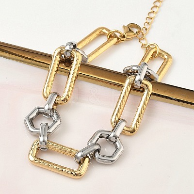 304 Stainless Steel Link Chain Bracelets for Women BJEW-A169-01GP-1