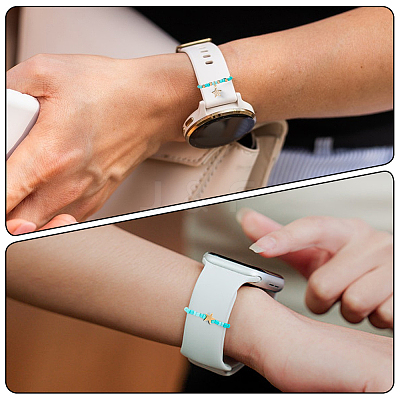 6Pcs 2 Styles Glass Beaded Decorative Rings for Smartwatch Band AJEW-CP0009-94A-1