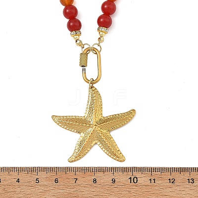 Ocean 304 Stainless Steel Starfish Pendant Necklaces NJEW-JN06441-1