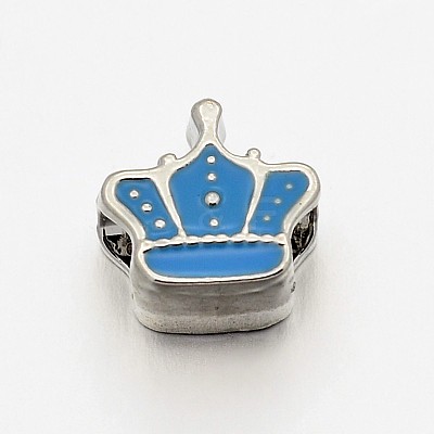 Alloy Enamel Crown Large Hole European Beads MPDL-M028-02-1