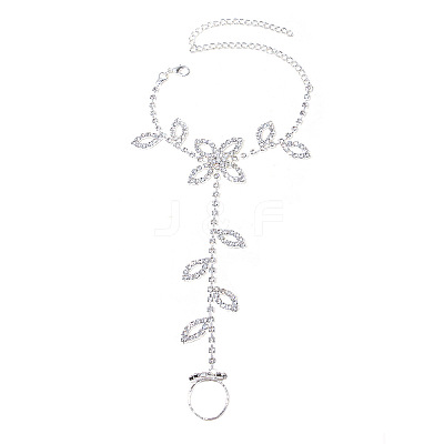Leaf Alloy Crystal Rhinestone Toe Ring Anklets for Women FS-WGEBB2B-01-1