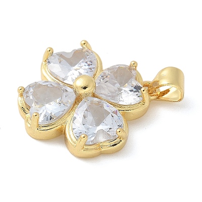 Brass Micro Pave Cubic Zirconia Pendants KK-K298-07B-G-1