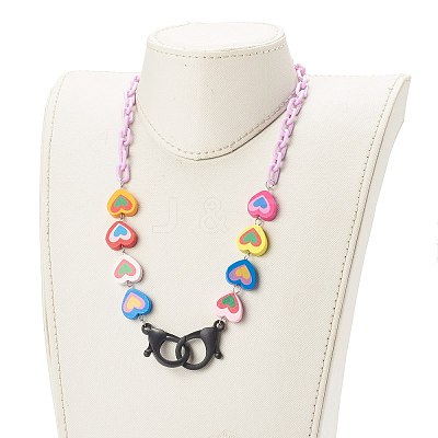 Heart Natural Dyed Wood Beaded Necklaces NJEW-JN03528-1