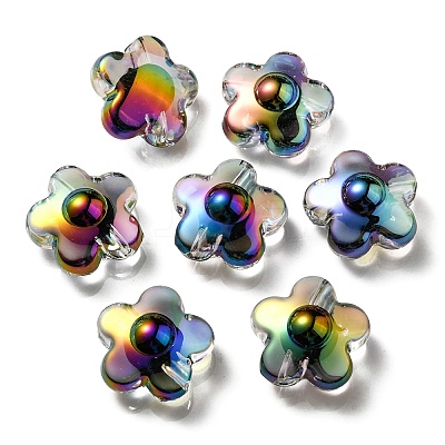 UV Plating Rainbow Iridescent Transparent Acrylic Beads OACR-C007-03C-1