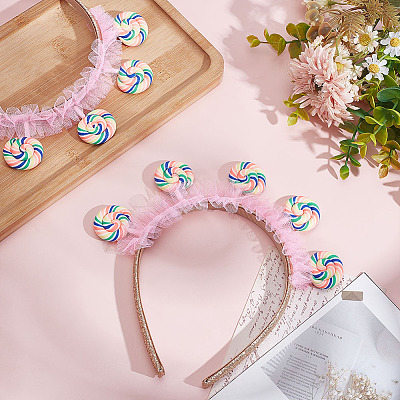Cloth with Lollipop Hair Bands for Women Girl OHAR-WH0029-13B-1