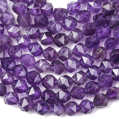 Faceted Natural Amethyst Beads Strands G-K066-09-6mm-1
