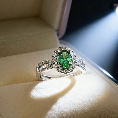Brass Micro Pave Cubic Zirconia Finger Rings FS-WG962D3-10-1