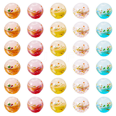 30Pcs 5 Colors Handmade Lampwork Beads LAMP-TA0001-51-1