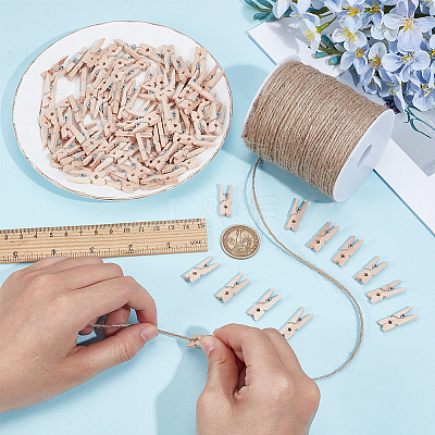 100Pcs Natural Wooden Craft Pegs Clips AJEW-SP0003-48B-1