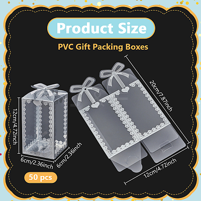 Folding Heart Print Transparent PVC Gift Packing Boxes CON-WH0085-192B-02-1